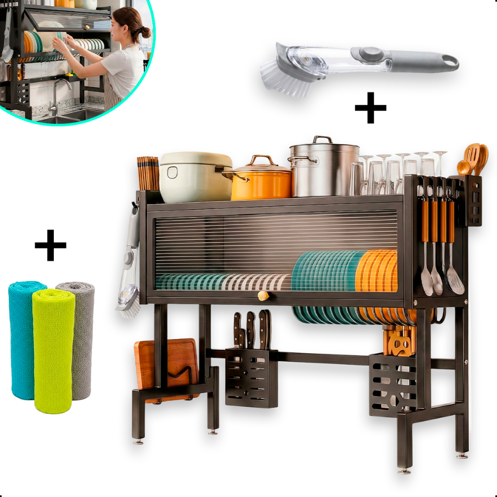 Escorredor De Louças E Pratos Grande Suspenso Parede Inox Preto Organizador De Cozinha Resistente em Oferta na Shopee