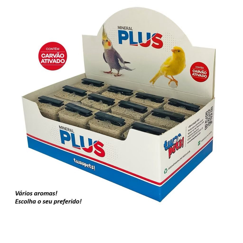 Pedra de Cálcio Mineral Plus para Pássaros Caixa com 24 Unidades de 32G Cada Escolha o Sabor em Oferta na Shopee