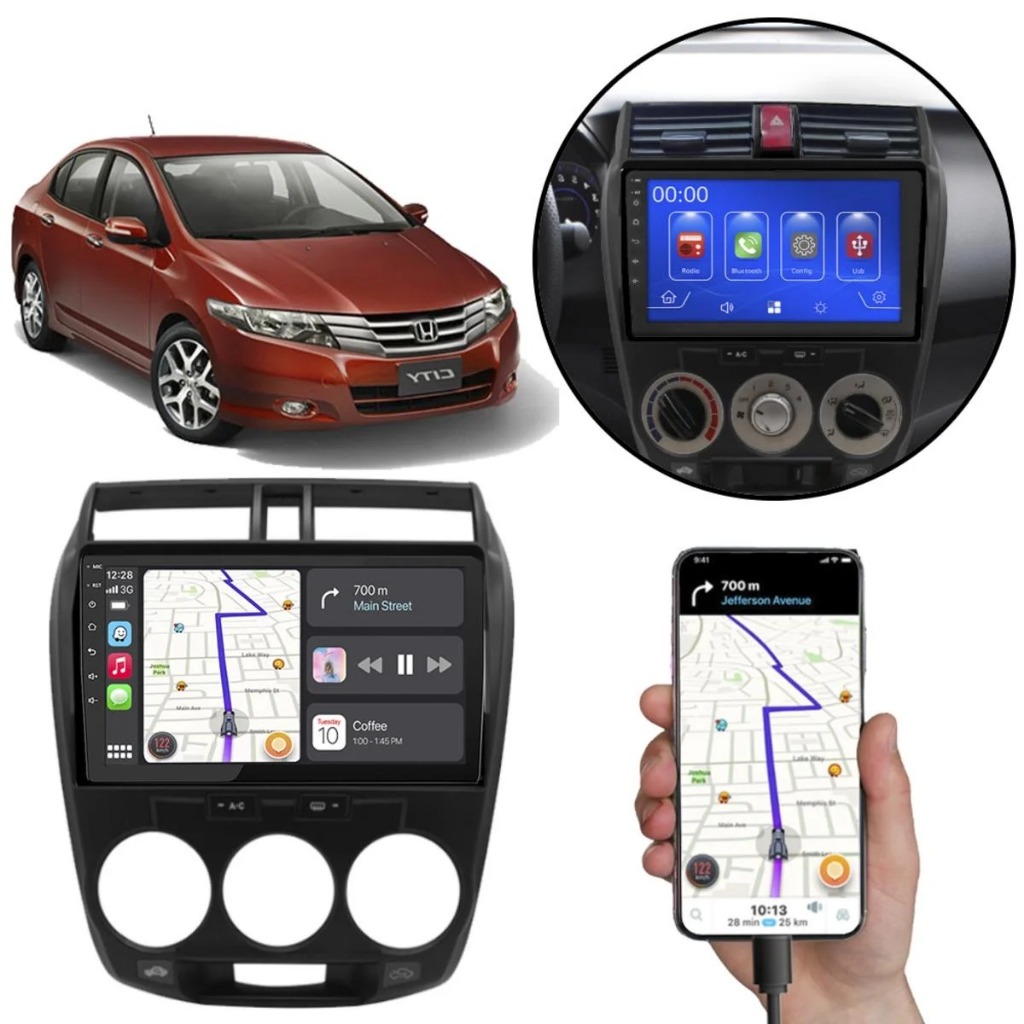 Kit Central Multimídia MP5 Honda City 2009 a 2014 Tela 9" + Moldura Ar Digital/Analógico + Câmera de Ré em Oferta na Shopee