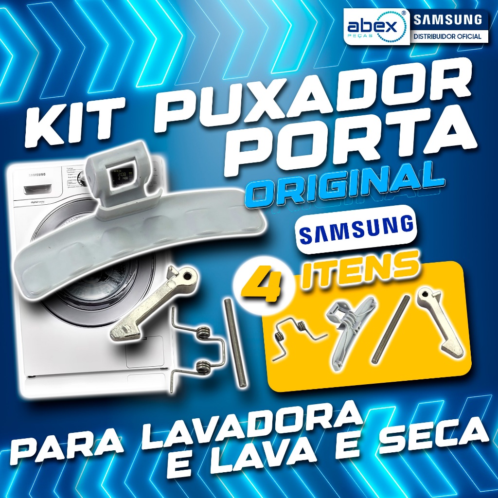 Kit Puxador Porta Lava E Seca Samsung Completo Original