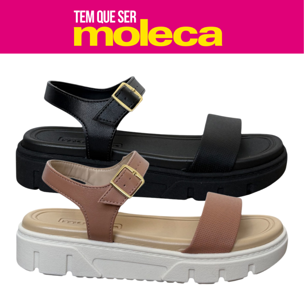 Sandália Feminina Tratorada Flatform Moleca Casual Ajustavel Macia Confortavel Leve Plataforma