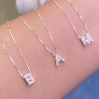 Colar Corrente banhado prata 925 com pingente inicial com pedras em Oferta na Shopee