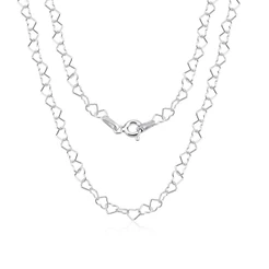 Colar Gargantilha Feminina de Prata 925 Elos Coração 40cm