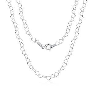 Colar Gargantilha Feminina de Prata 925 Elos Coração 40cm