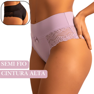 Calcinha Cintura Alta Elegante com Renda Floral Soft Delicada Confortável Dia a Dia Tecido Poliamida em Oferta na Shopee