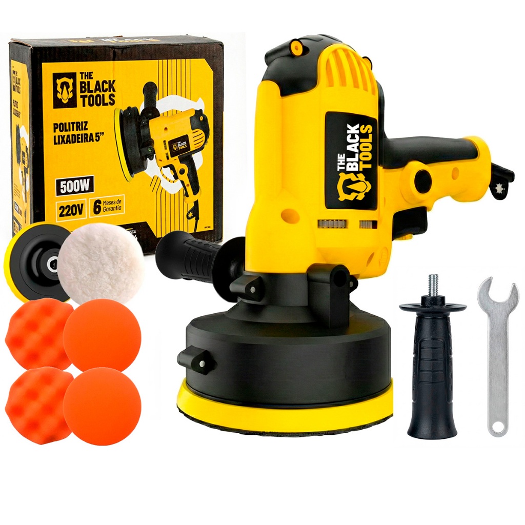 Politriz Lixadeira Multifunções 500W Automotiva Polidora Elétrica + Acessórios The Black Tools em Oferta na Shopee