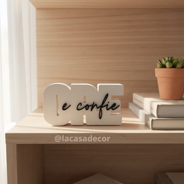 Objeto Decorativo "Ore e Confie" Branco Minimalista em PLA Premium para Ambientes Modernos