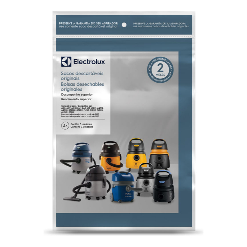 Kit 3 Sacos Refil Coletor Aspirador de Pó Electrolux CSE10