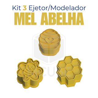 Kit com 3 Ejetores Modeladores para Docinhos e Brigadeiro - Tema Abelha Mel Favo em Oferta na Shopee
