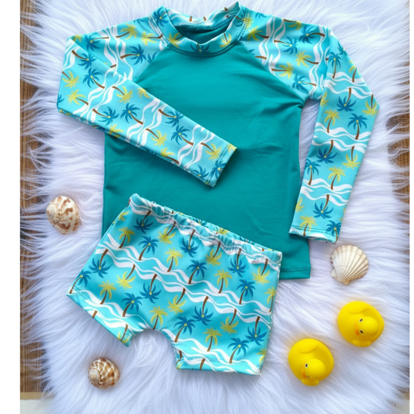 conjunto blusa proteção solar uv + Sunga Boxer bebê/ Infantil meninos em Oferta na Shopee