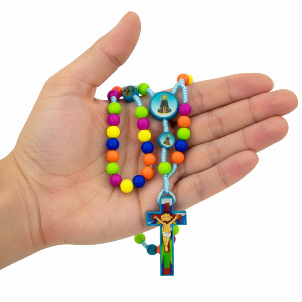 Terço Infantil Jesus na Cruz Presente Infantil Lembraçinha