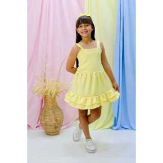 Vestido Infantil Menina Com Dois Babados E Laço nas Costas Rodado Tamanho 4,5 6,7 8,9 Anos em Oferta na Shopee