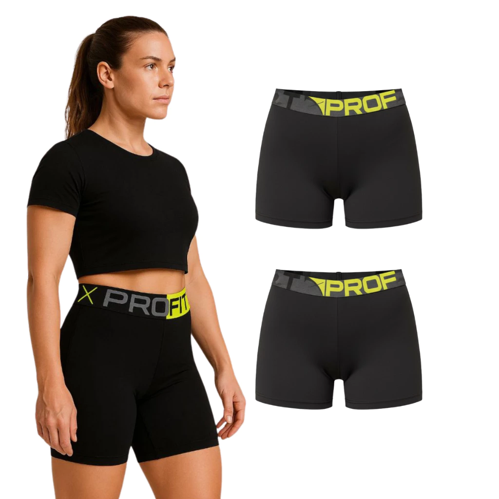 Kit 2 Shorts Legging Feminino Meia Coxa Cintura Alta Bermuda Zero Transparência