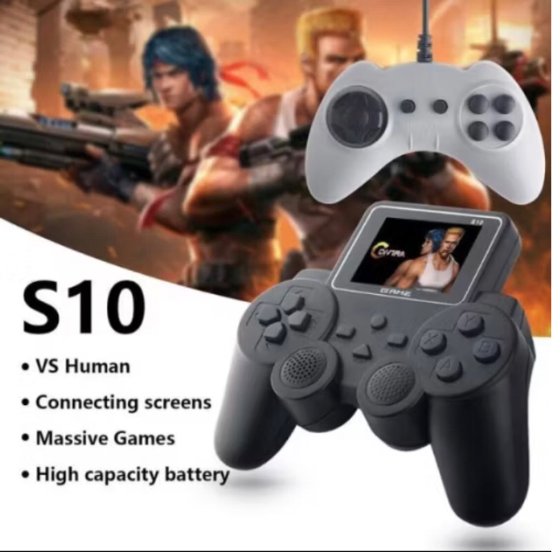 Imagem Controlador de Console de videogame Gamepad Gamer S10 portátil 520 jogo Mario tela retrô Duplos 2 controles