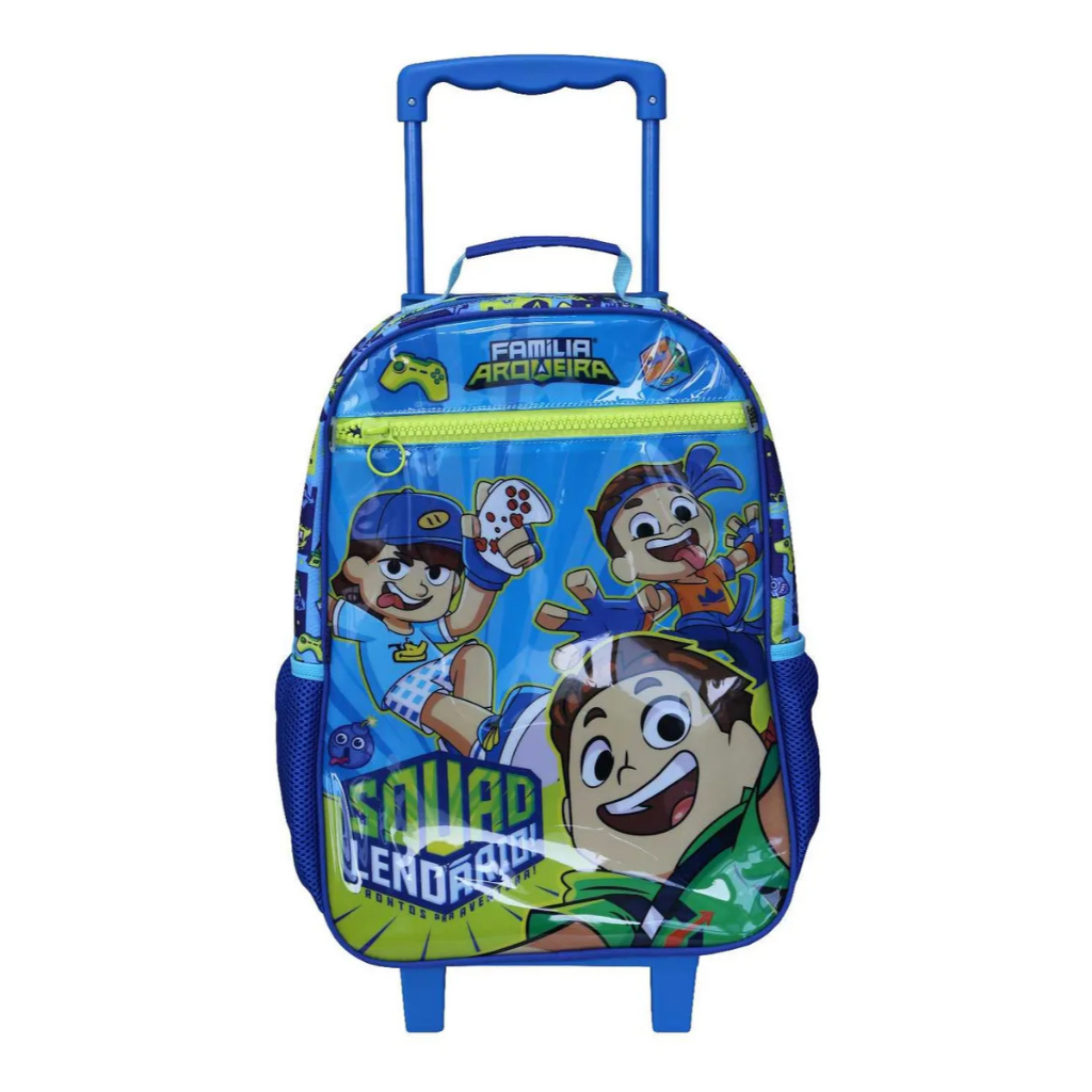 Mochila com Rodas Infantil Família Arqueira Dermiwil Gel Carrinho Escolar Meninos Azul Original 2026