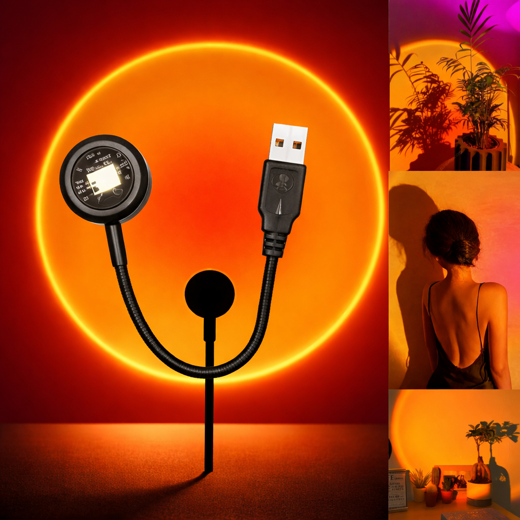 Luminária LED Pôr do Sol Sunset | Projetor Luz Noturna Decoração, Quarto, Fotografia Luz Ambiente