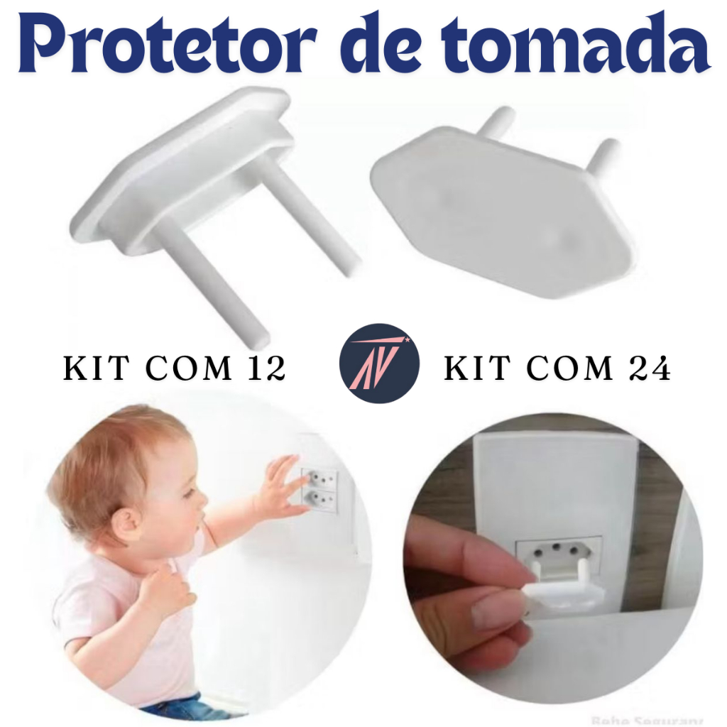 Kit 24 Protetor de Tomada Bebê Segurança Contra Choque Elétrico