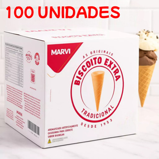 Casquinha Biscoito EXTRA Marvi Sorvete ou Cone Recheado C/ 100 und - Embalagem fracionada em Oferta na Shopee
