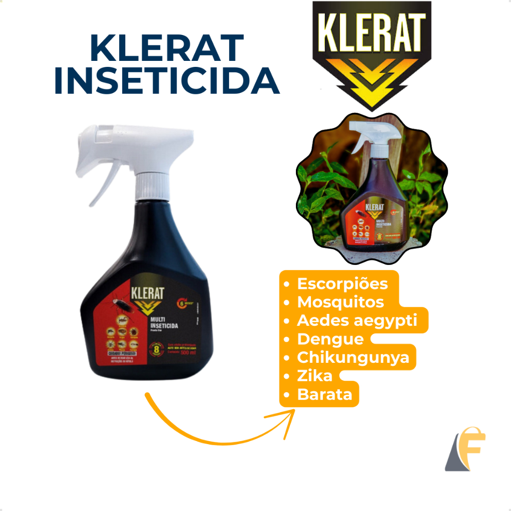 Spray Multi Inseticida Klerat Mata Barata 500ml Escorpião Mosquito Dengue Formigas