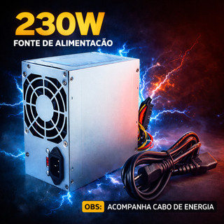 Fonte ATX 230W Bivolt Silenciosa para PC Desktop Escritório e Automação Comercial + Cabo …