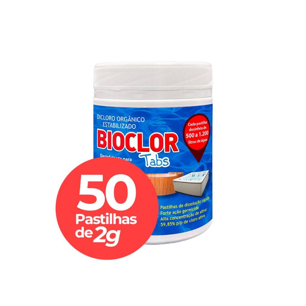 50 Pastilhas de Cloro p/ Piscinas Desmontável Inflável - Bioclor Tabs 2g em Oferta na Shopee