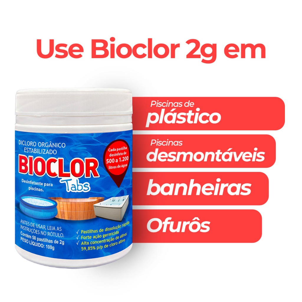 Pastilhas de Cloro p/ Limpar Jacuzzi, Banheiras e Ofurô c/ 50un - Bioclor Tabs 2g em Oferta na Shopee