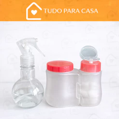 Kit Manicure Pulverizador 200 ML + Dispenser de Acetona e Porta Algodão Praticidade Economia Beleza