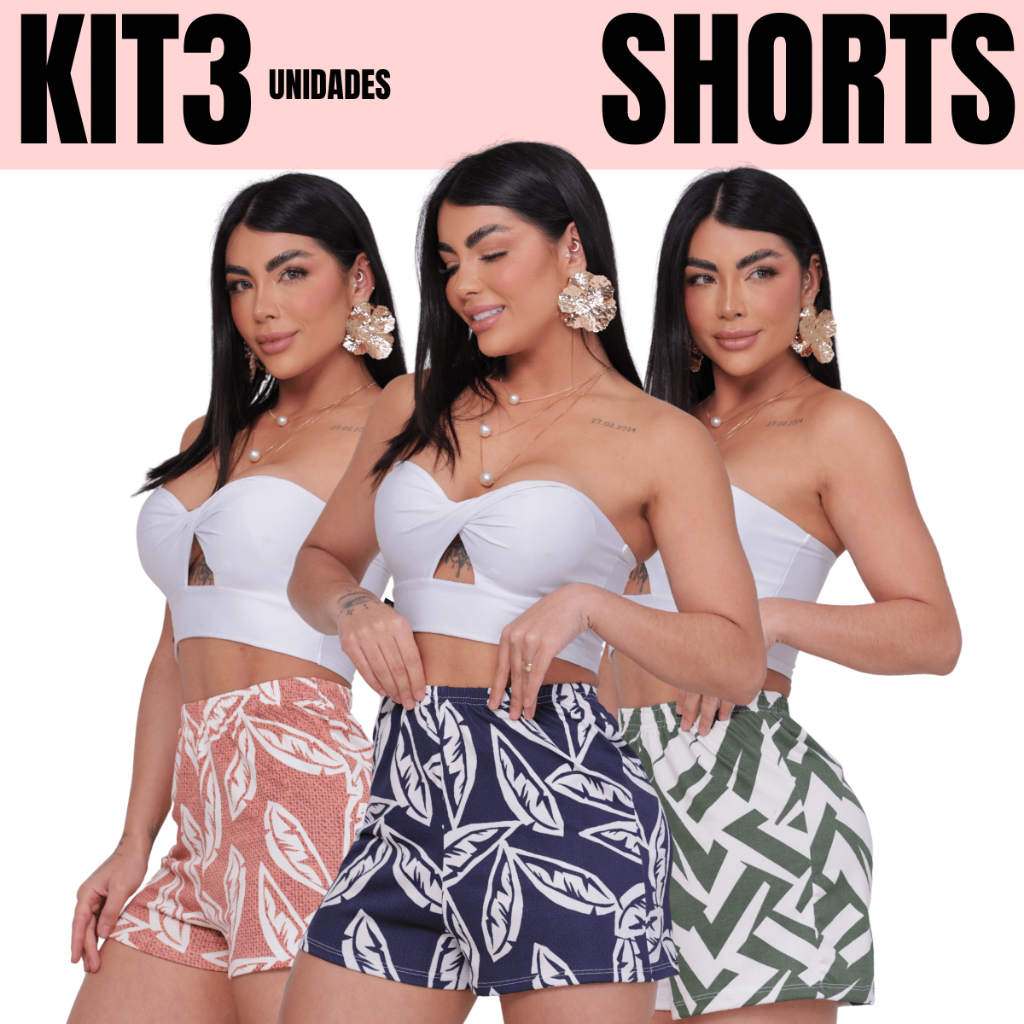 Kit 3 ao Kit 5 Shorts Feminino Curto Confortável Soltinho em Oferta na Shopee