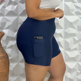 Short fitness Plus Size com Bolso Porta Celular Academia Zero Transparencia Cós Alto cintura alta em Oferta na Shopee