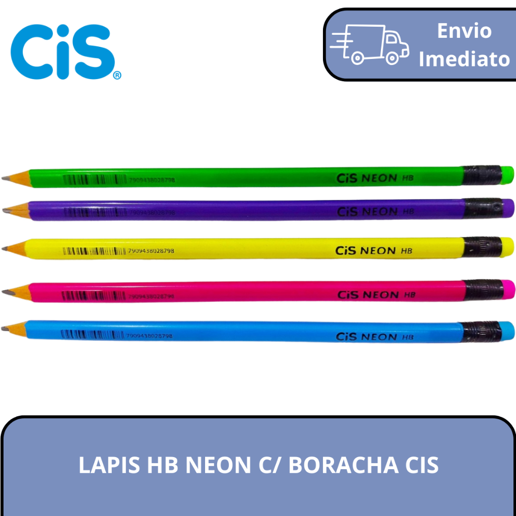 4 LAPIS HB NEON C/ BORACHA CIS