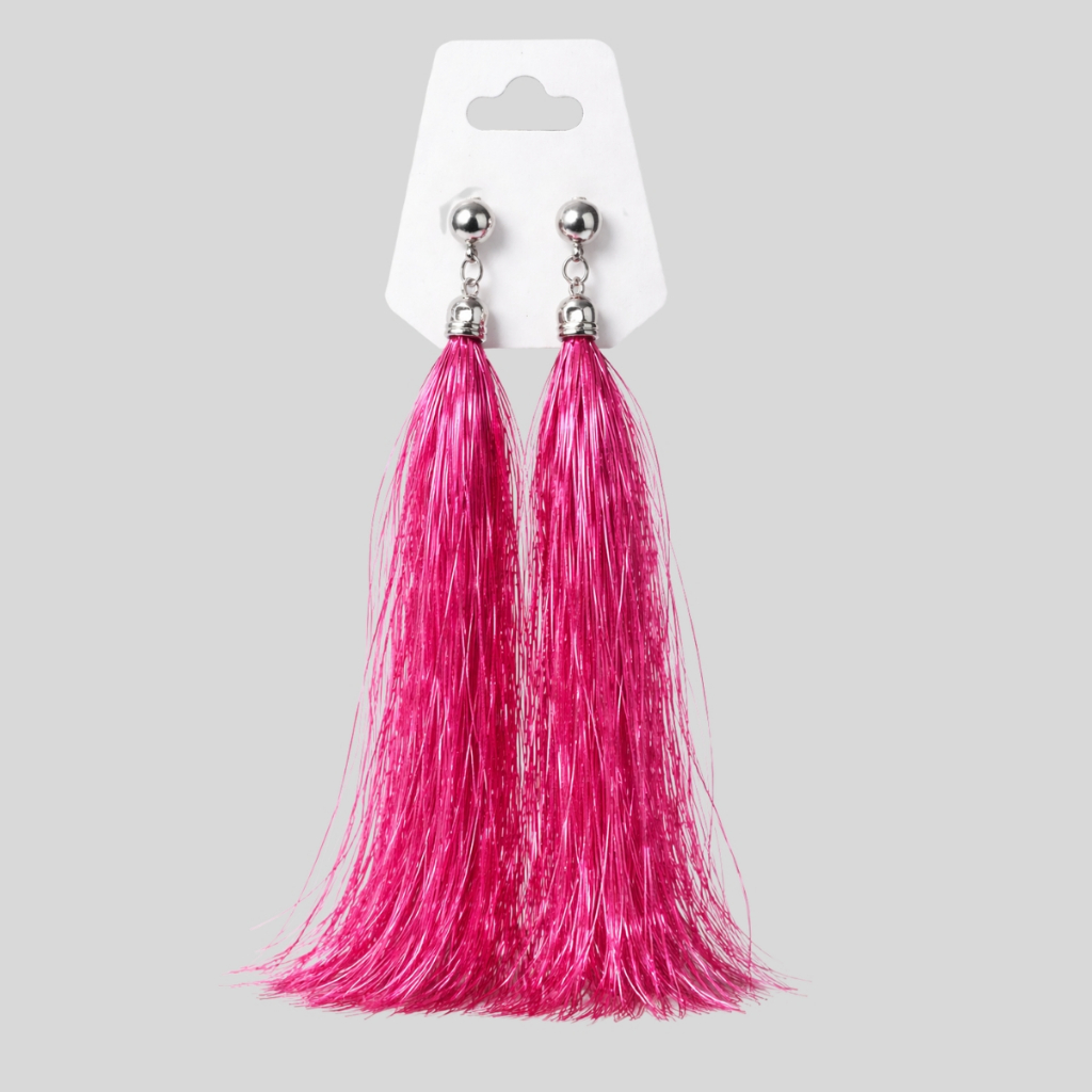 Brinco Feminino Metalizado Carnaval Franjas Fitilho Fashion em Oferta na Shopee