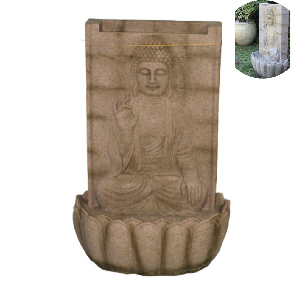 Fonte Água Decorativa  Buda Hindu Paz Jardim Painel Marrom Artificial Relaxante Decoração