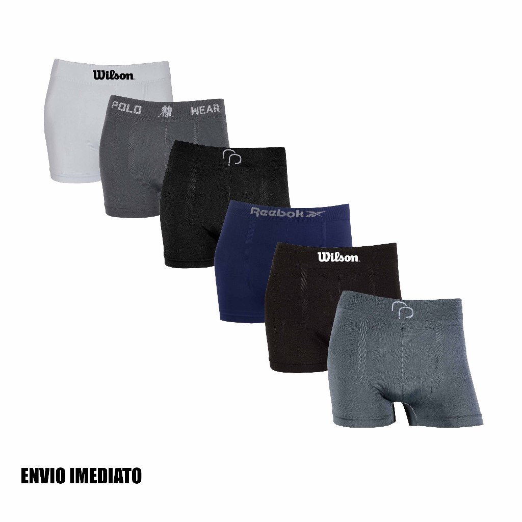 Kit 6 cuecas boxer Wilson Reebok Polo Wear e RP Originais Microfibra confortáveis Sortidas