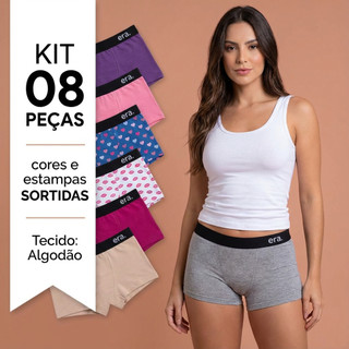 Kit 8 Calcinha Shorts Cuecas Boxer Feminina Shortinho || Cueca Box Shortinho Feminno Adulto
