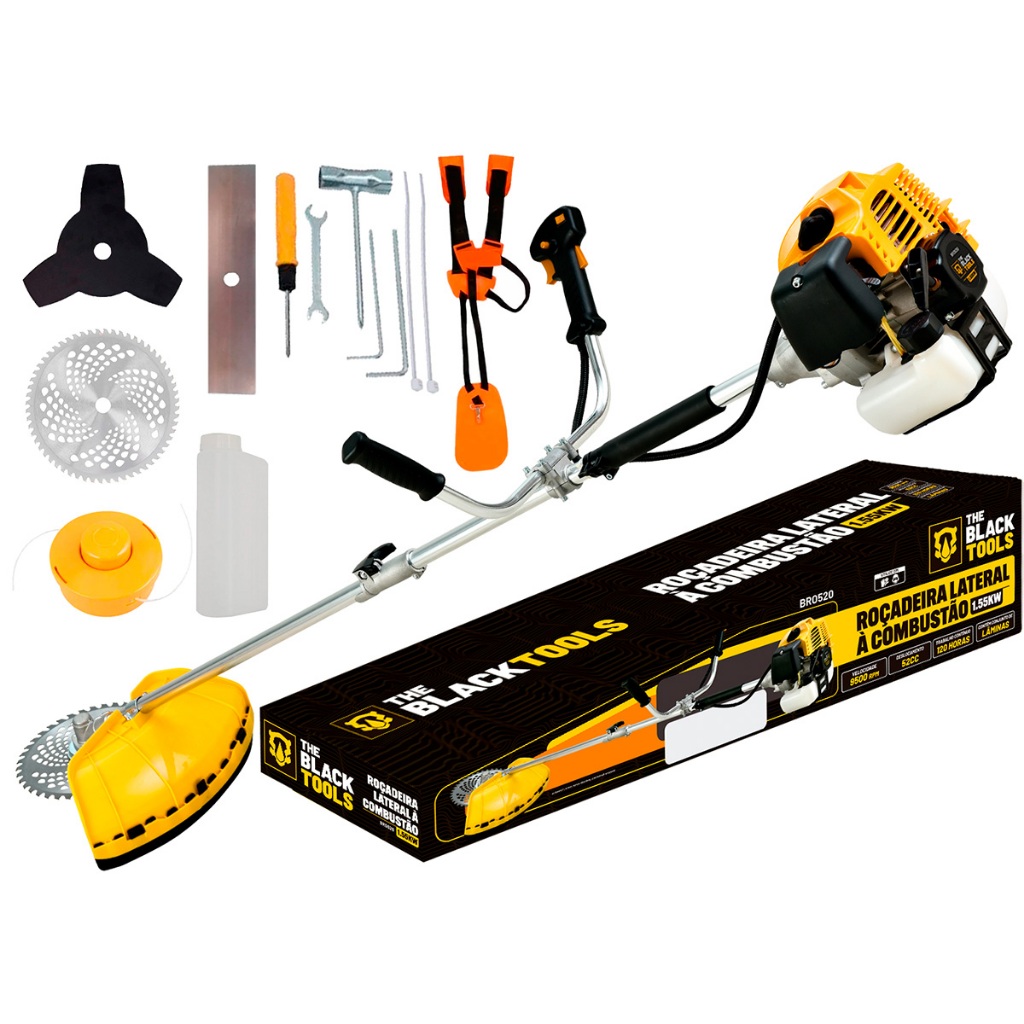 Roçadeira Lateral A Gasolina 52cc Acessórios Profissional The Black Tools