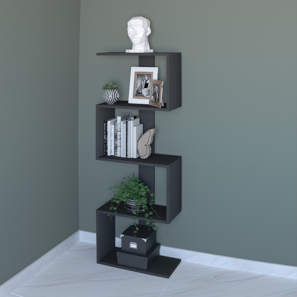 Estante Decorativa Zig Zag Nicho Vertical Organizador Livros Plantas Sala Quarto Escritório