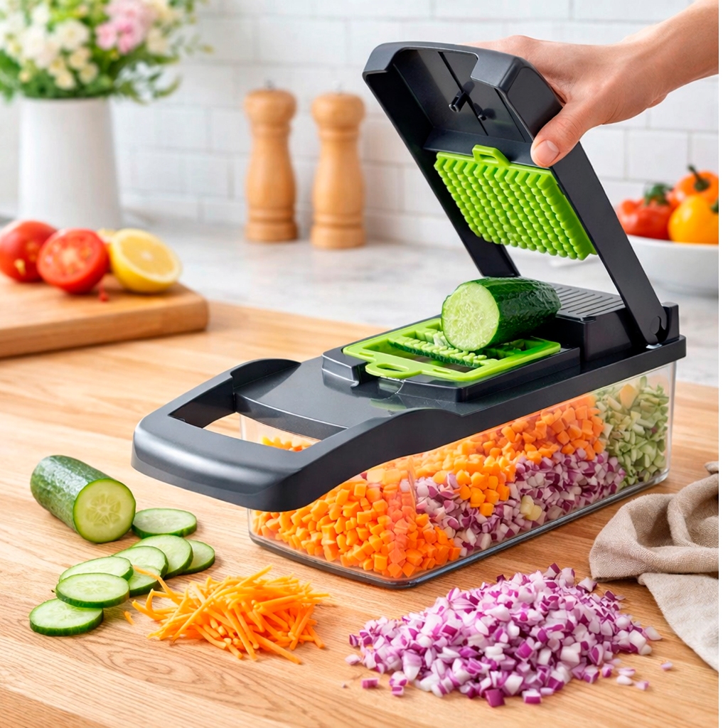 Imagem Fatiador Cortador Ralador e Descascador De Alimentos de Legumes Frutas Nicer