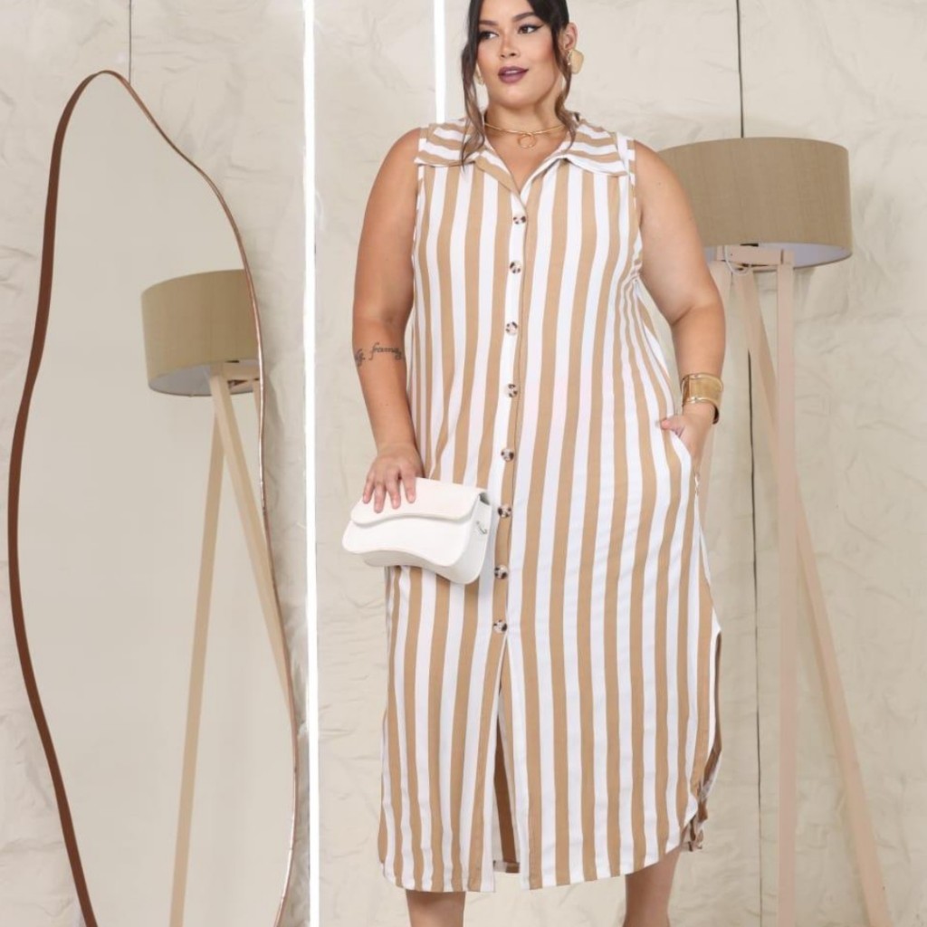 Vestido Regata Feminino Plus Size Chemise Soltinho Verão Chamise Elegante G1-G2-G3-G4