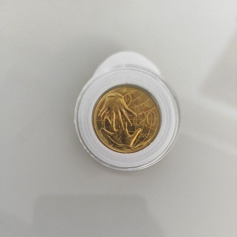 Moeda San Marino 200 Liras (Ano 2000) - Rara - Flor de Cunho na Cápsula