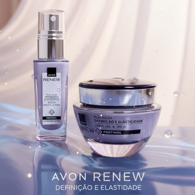 Kit Avon Renew Platinum Definição e Elasticidade - Sérum Efeito Lifting + Creme Dia FPS 20