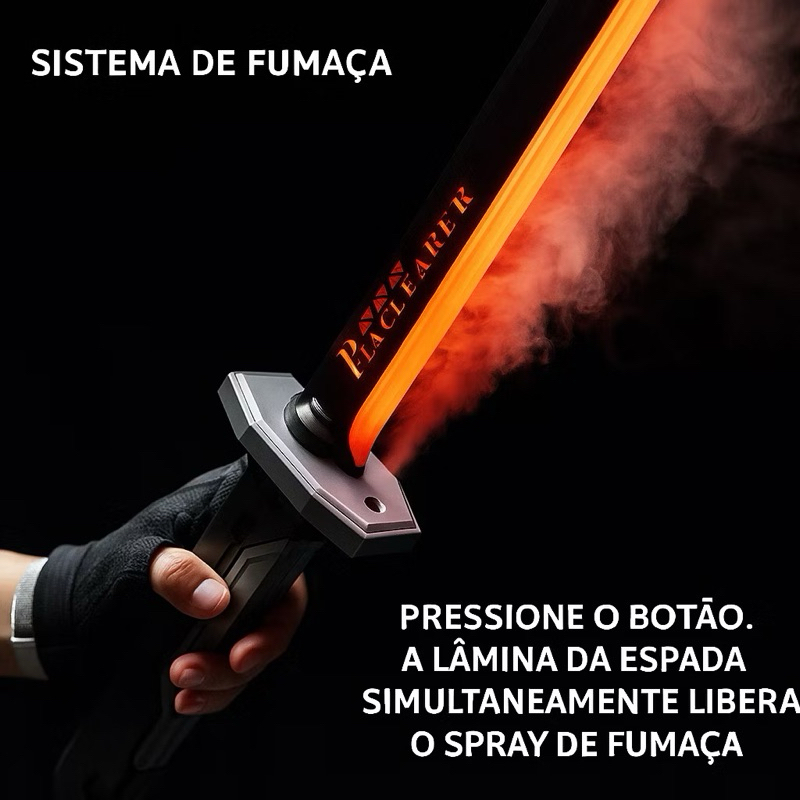Espada Katana Samurai Grande 80Cm Com Led RGB Faisca e Fumaça Sabre de Luz Iluminado Covei Toys