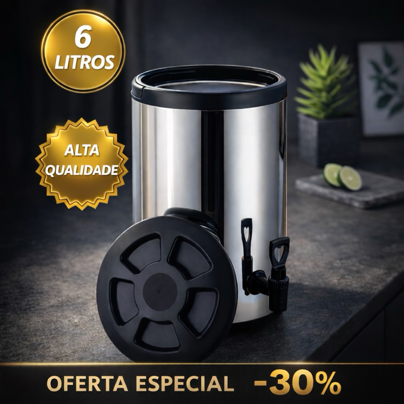 Botijão Garrafa Térmica Inox com Torneira 6L 8L 12L – Bebidas Quentes e Frias | Alta Durabilidade em Oferta na Shopee