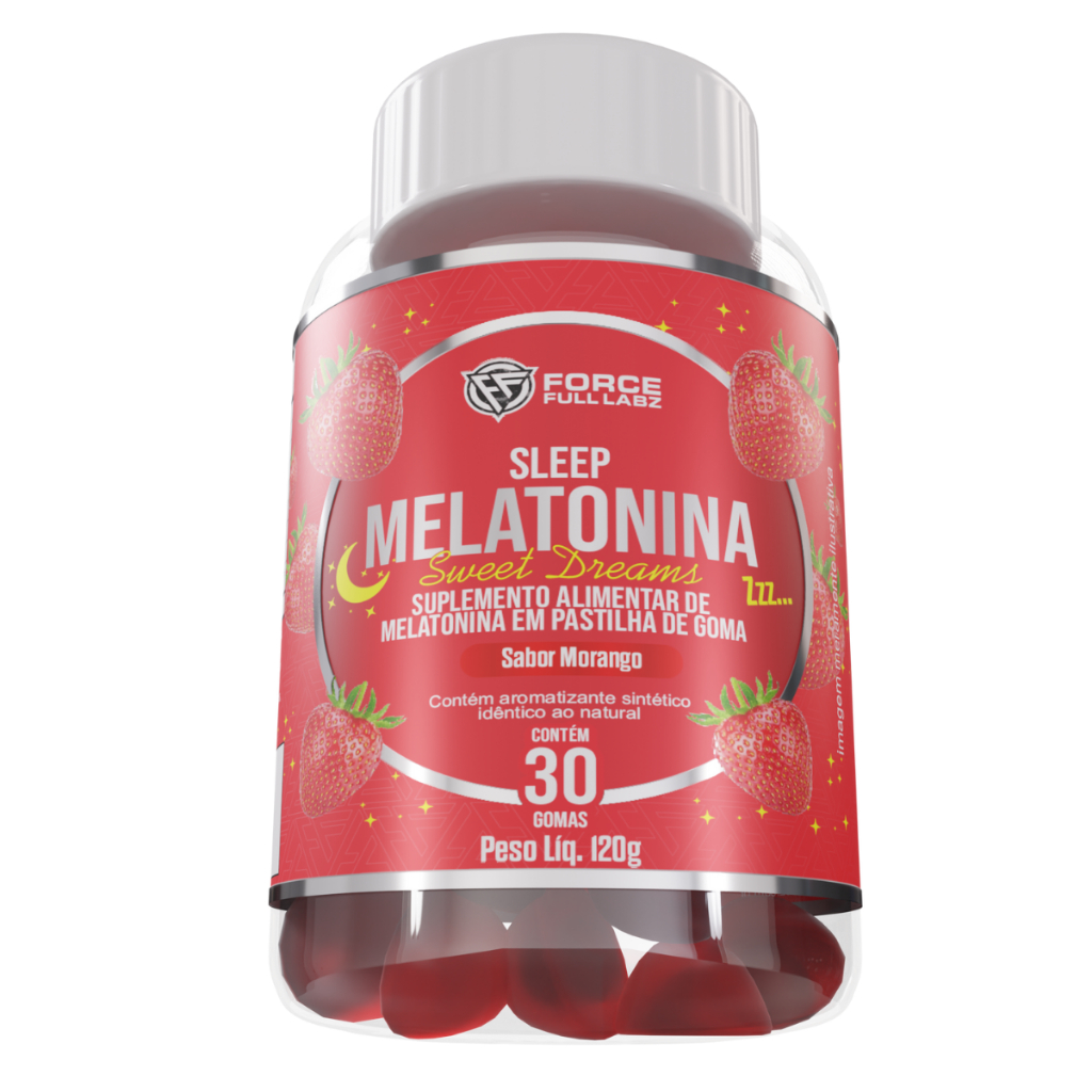 Melatonina 30 Gomas Gummy Sono, Relax, Dormir Melhor Morango - force full labz
