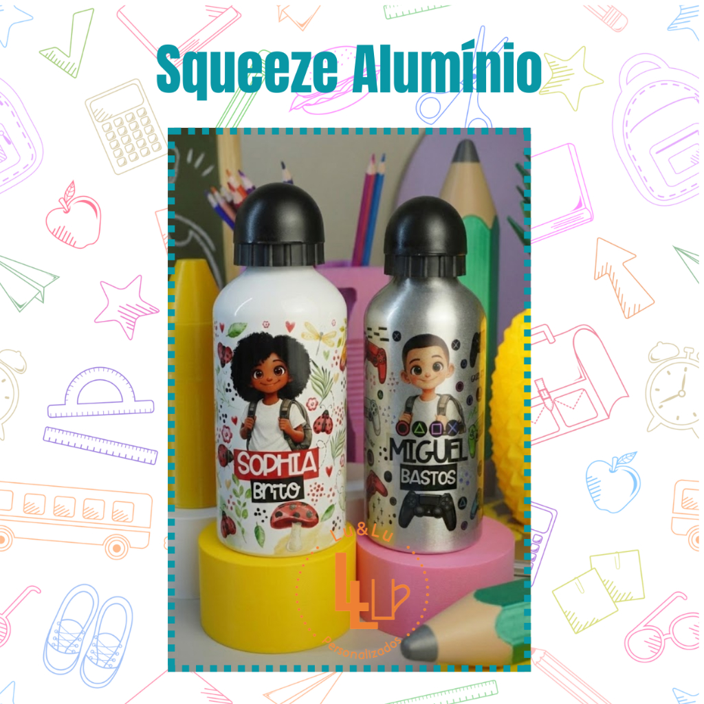 Squeeze/Garrafinha de Alumínio - ESCOLHA SUA ARTE