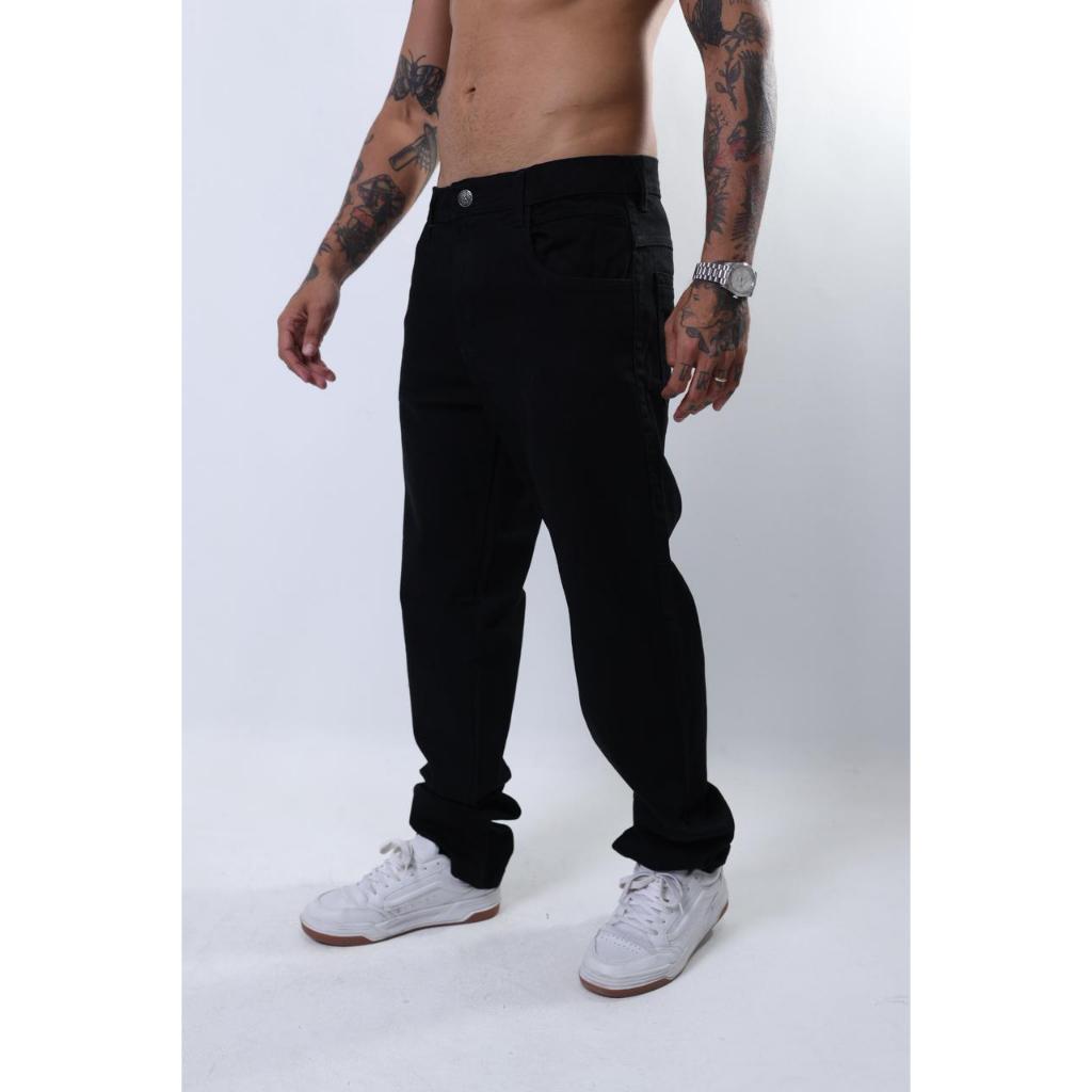 Calça Balão Premium Preta Edição Limitada Baggy Streetwear, Larga 100% Jeans de Rua – Do 36 ao 48