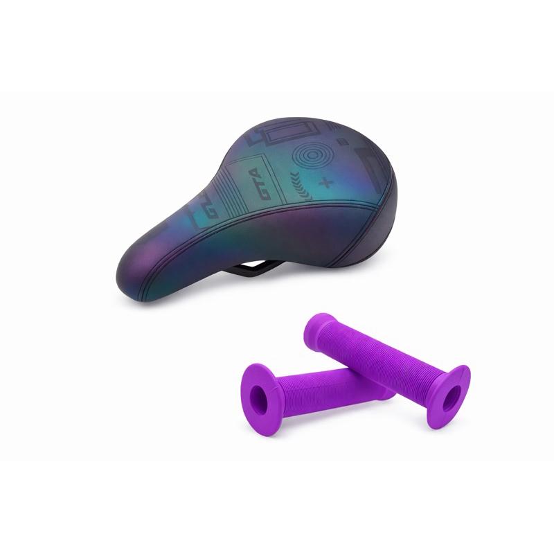 Kit Selim GTA Camaleão Modelo DDK 243 + Luva Manopla Silicone Roxa Freeride BMX MTB Bicicleta Bike