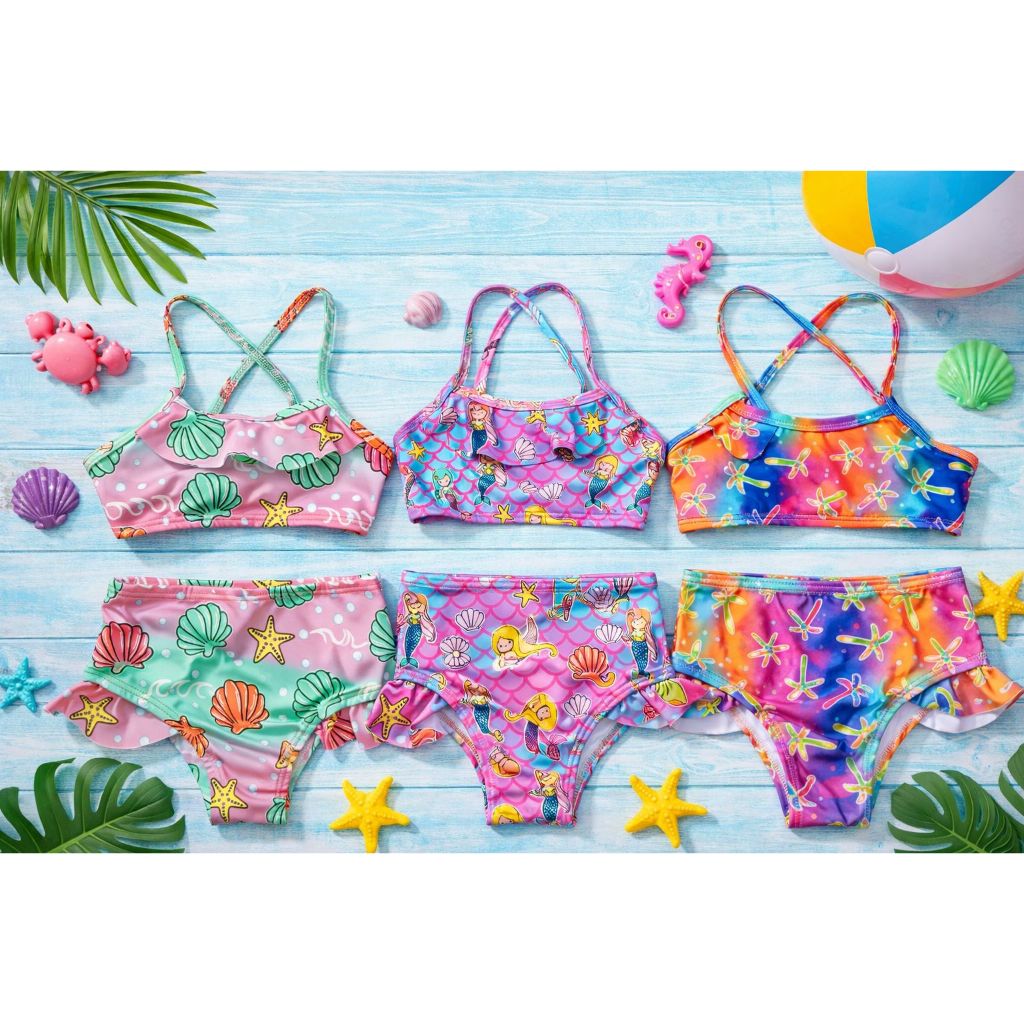 Biquini com Babadinho Infantil com forro - Biquíni Moda Praia (Tamanho 2 a 8 anos)