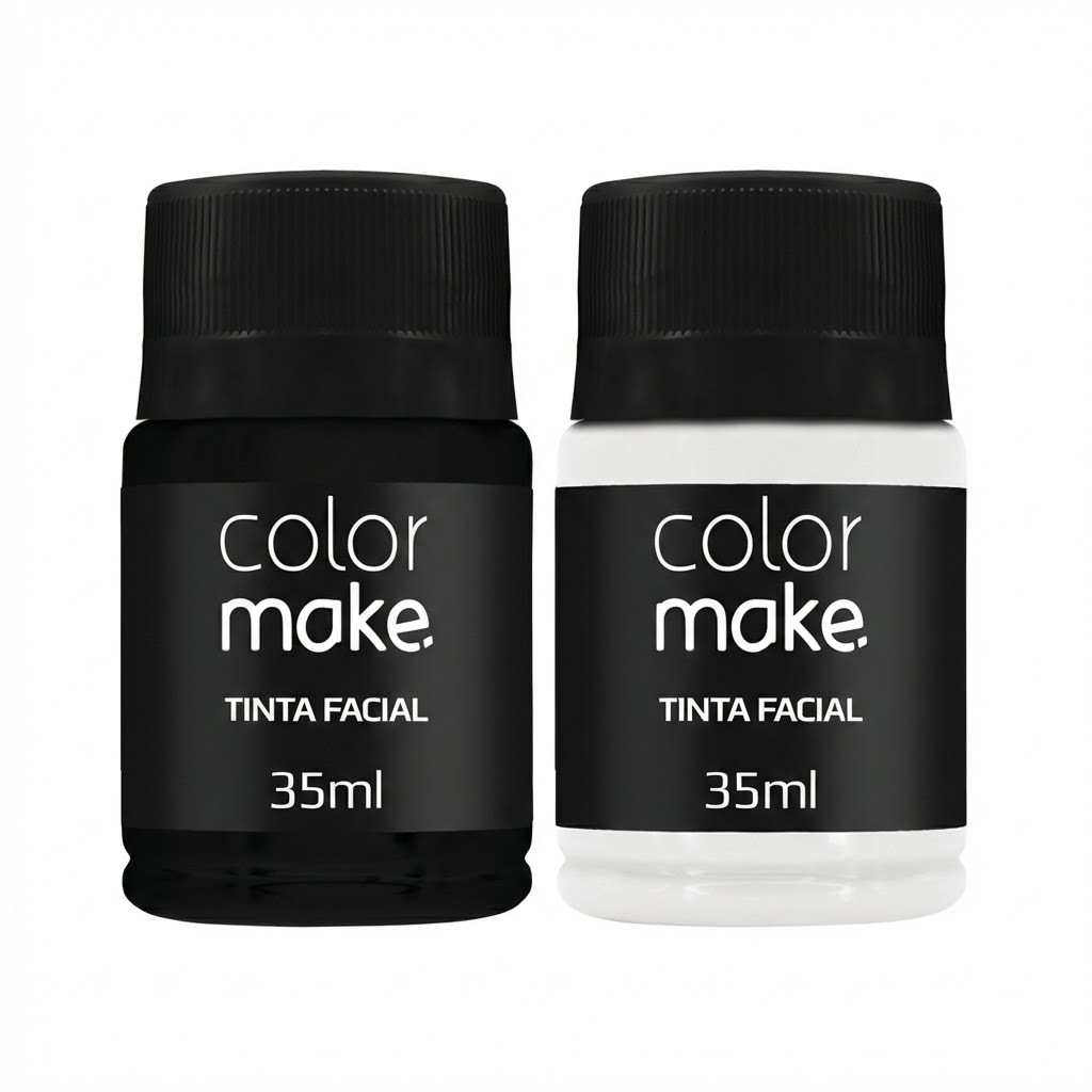 Tintas Líquidas Faciais Branco e Preto 35ml Colormake - maquiagem artística