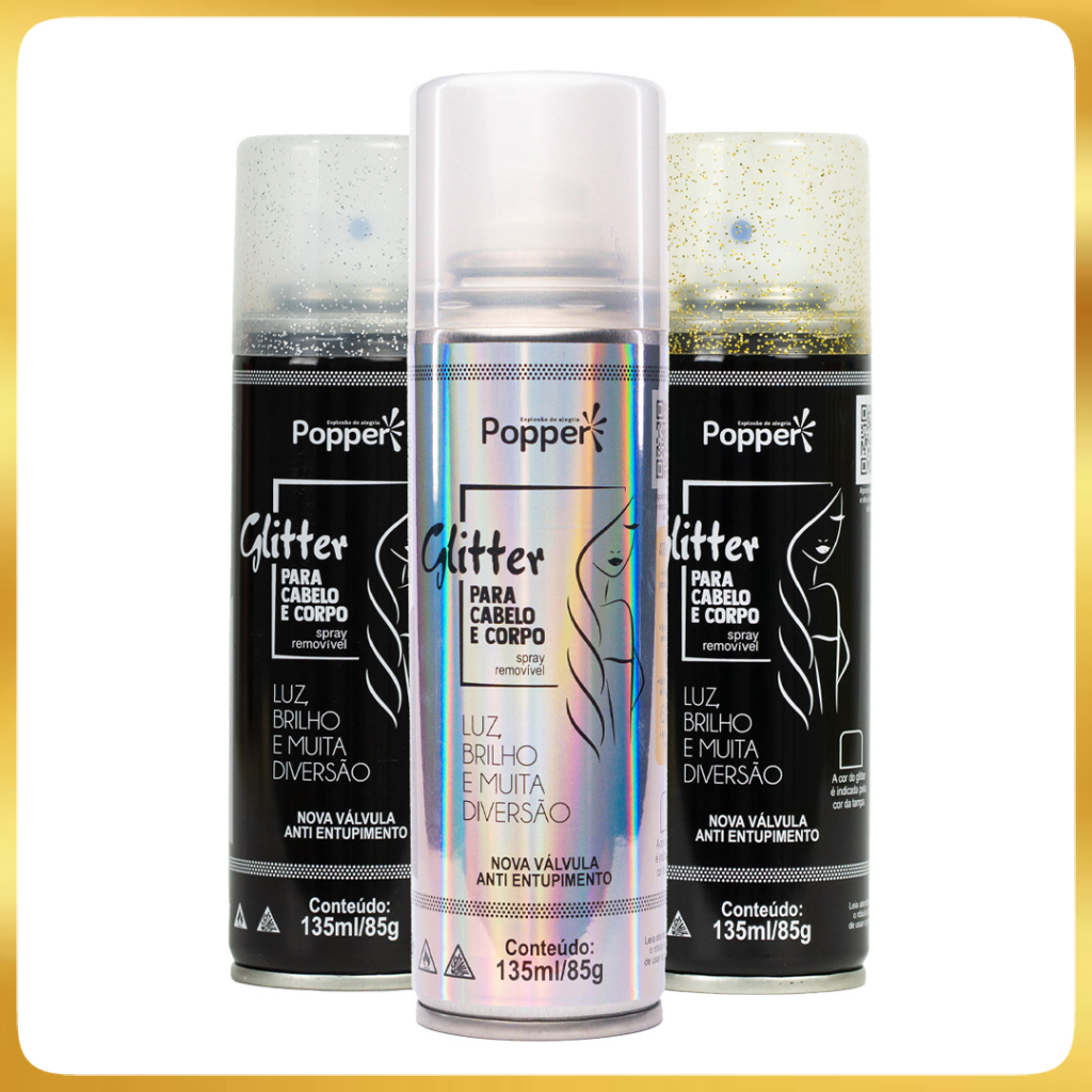 Kit Spray Glitter Popper Para Cabelo, Roupa e Corpo 150ml em Oferta na Shopee