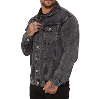 Jaqueta Masculina Jeans Preta Manchada em Oferta na Shopee